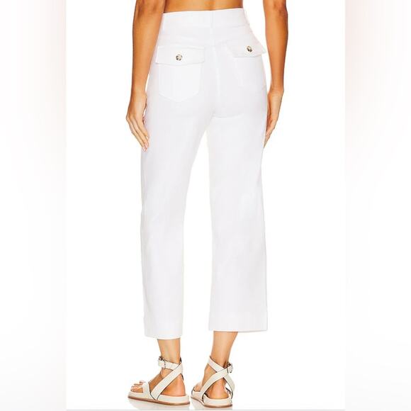 NEW SPANX BRIGHT WHITE Stretch Twill Cropped Wide Leg Pant POCKETS SZ L - Picture 2 of 15
